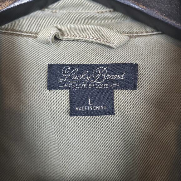Lucky Brand Womens Military Style Shacket Sz Large Cinch Waist Roll Tabs Olive - Picture 4 of 14